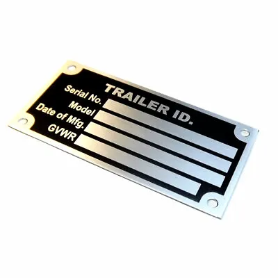 Anodized Aluminium Trailer Custom Data Tag Manufacturer Etched Vin Name Plate • $20.46