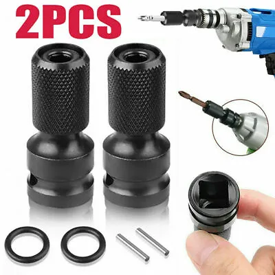 2Pcs 1/2  Drive To 1/4  Socket Adapter Hex Drill Chuck Change For Impact Wrench • $7.99