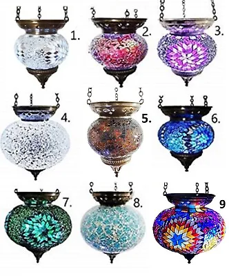 £30.99 • Buy Turkish Moroccan Mosaic Hanging Candle Holder Crushed Glass Medium & Large