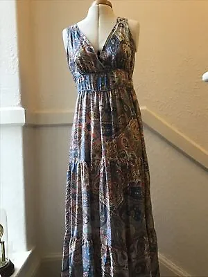 Vintage Oasis Silk Maxi MIDI Dress Size 10  12 Labelled As A 12 • £21.36