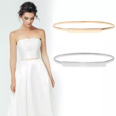 Women Ladies Fashion Skater Leaves Metal Elastic Thin Skinny Belt Waist Band • £4.99