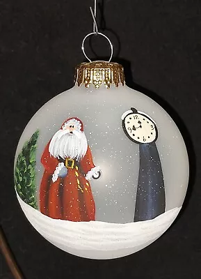 Vintage Blown Glass Ball Ornament Folk Art Santa Made In Germany Signed Thelma • $22