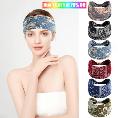 Women Yoga Wide Headband Ladies Elastic Fold Hair Band Sports Turban Head Wrap • £3.38