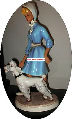 1950s GIRLS / WOMAN WITH POODLE Cortendorf 1287 FIGURE 50 Cm HIGH!! Turquoise • £863.23