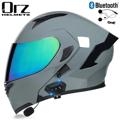 Flip Up Modular Motorcycle Helmet Full Face Dual Visor Helmet+Bluetooth DOT • $68.25