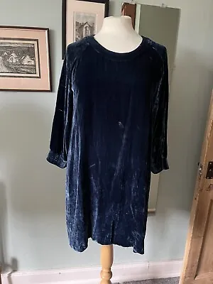 £40 • Buy Brora Blue Silk Velvet Tunic Style Dress 14