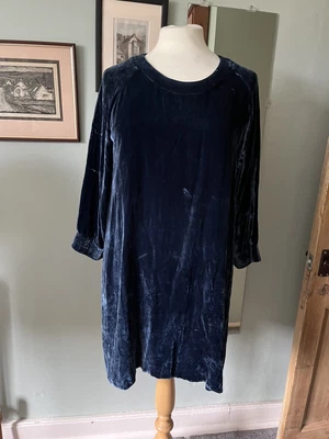 £40 • Buy Brora Blue Silk Velvet Tunic Style Dress 14
