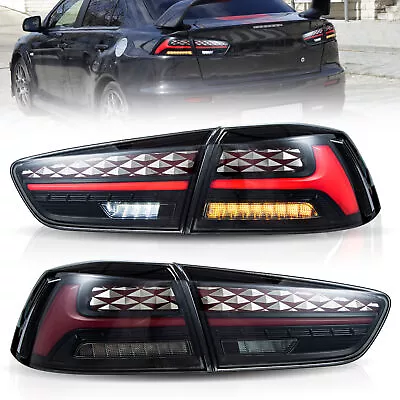 VLAND Smoked LED Tail Lights For 2008-2019 2020 Mitsubishi Lancer Sequential L+R • $274