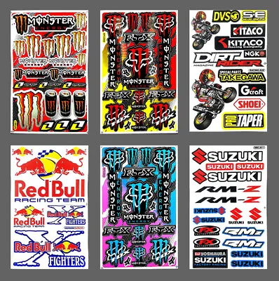 Suzuki Team Stickers Sheet Decals Sport Racing Motorcycle Motorcoss Helmet DIY • $20.99