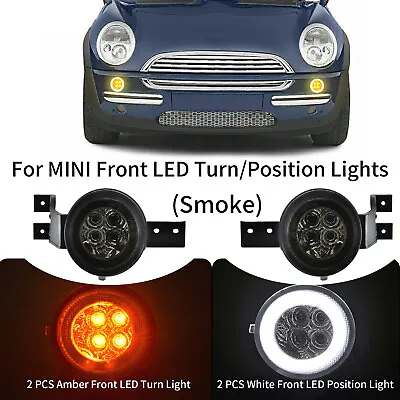 For Mini Cooper R50 R52 R53 Smoke LED Halo Ring Corner Lamps Turn Signal Lights • $98.99