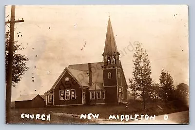 J87/ New Middletown Ohio RPPC Postcard C1910 Church Building 1393 • $48.30