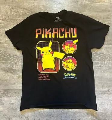 Pokemon Pikachu Profile Black Graphic T-Shirt Men’s Large • $7.99