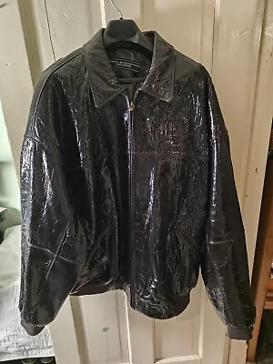 RARE All Black 100% PATENTED LEATHER 56 Pelle Pelle Marc Buchanan Vintage 2XL • $2500