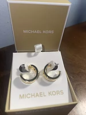 Authentic Michael Kors Gold Tone Open Hoop Pave Mk Logo Earring. New $100.00 • $29.99
