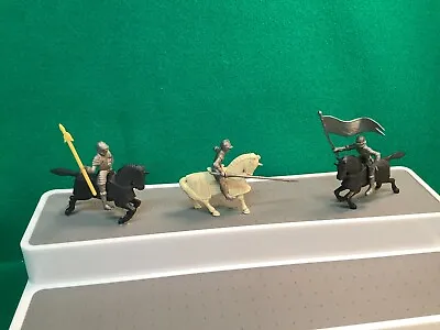 Vintage Marx 1st Series 54mm Mounted Knights All 3 Different & 3 Horses • $21