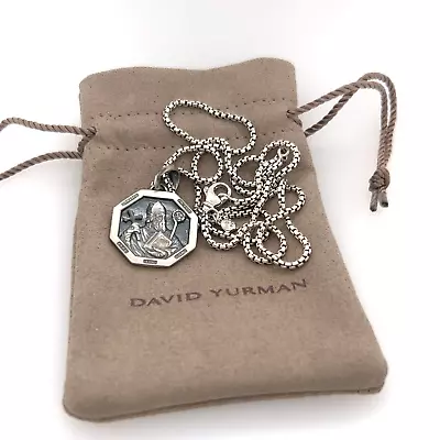 David Yurman Sterling Silver Saint Patrick Amulet With Box Chain Necklace 17-18  • $289