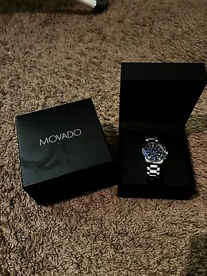 Movado 2600158 Series 800 Swiss Men's Blue Dial Automatic Watch Box & Papers • $750