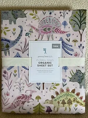 POTTERY BARN KIDS Floral Dino Organic TWIN 3 Pc Sheets Set - NEW • $71.99