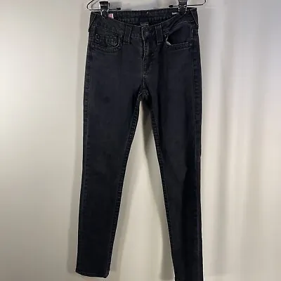 True Religion Originals Halle Black Denim Jeans Faded Womens 28 Stained • $18