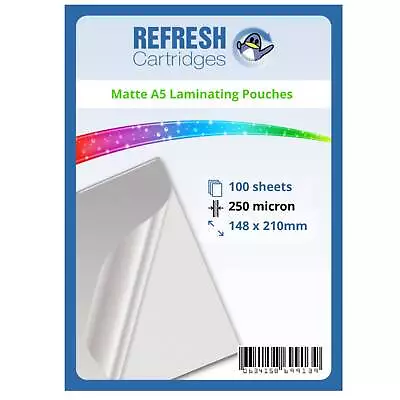 Refresh Cartridges MATTE Laminating Pouches A5 250 Micron Pack Of 100 Sheets • £15.67