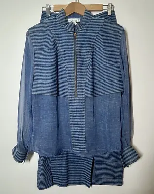 Vintage Vera Cristina Striped Denim Suit Matching Skirt And Shirt/Jacket Shacket • $149.99