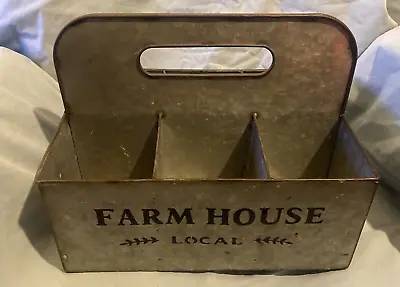 Galvanized Tin Rustic Farmhouse Utensil Caddy Holder  12x9 • $14.99