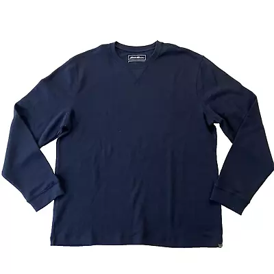 Eddie Bauer Men Thermal Crew Neck Long Sleeve Waffle Shirt Navy Blue Size XL • $14.87