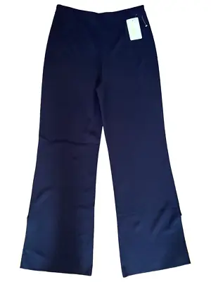Exclusively Misook Pants Navy Blue Knit Straight Leg Slit Hem Ankle Size M NWT!! • $75.99
