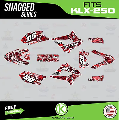 $79.99 • Buy Graphics Kit For Kawasaki KLX250 (2008-2020) KLX 250 Snagged Series Red