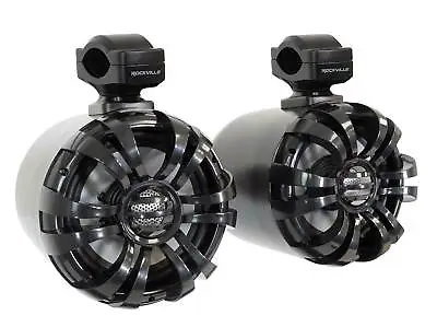 (2) Rockville WB65 Black 6.5  600w Metal Marine Wakeboard Swivel Tower Speakers • $169.95