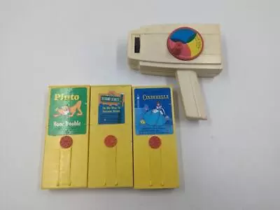 Vintage 1973 Fisher-Price Movie Viewer W 3 Cartridges WORKS Cinderella Pluto SS • $59.99