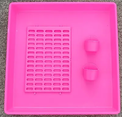 24 X 24 Bunny Rabbit & Small Animal Cage Pan Resting Mat Food & Water Cups Pink • $59.99