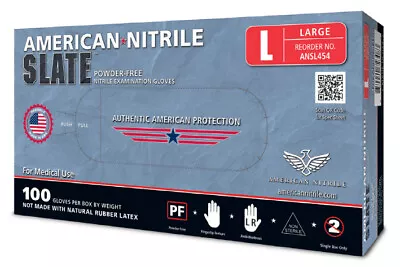 American Nitrile SLATE 5.6 Mil Nitrile Exam Gloves S-XL MADE IN USA • $19.95