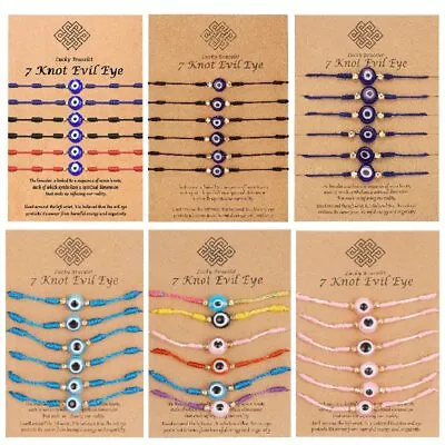 6Pcs 7 Knot Blessed Lucky Evil Eye Bracelet Bracelet Kabbalah Jewelry Adjustable • $4.13