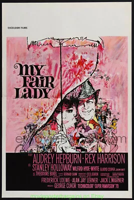 MY FAIR LADY MOVIE POSTER 14 X 22 Inch R70S Belgian AUDREY HEPBURN Bob Peak Art • $60