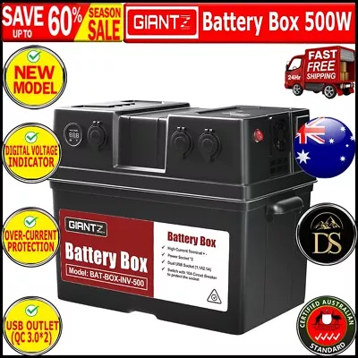 Giantz Battery Box 500W Inverter Deep Cycle Battery Portable Caravan Camping New • $156.34
