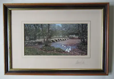 Vintage Tarr Steps Exmoor MAURICE BISHOP Listed Pencil Signed Print Framed • £15