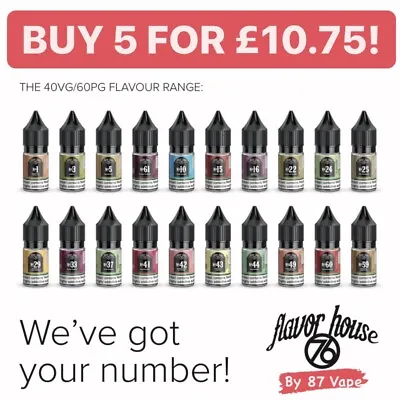 Flavour House 76 E Liquid Vape Juice 10ml | 6mg 12mg 18mg Nicotine | QUALITY UK • £2.99