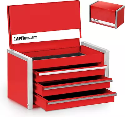 Mini Red Tool Box Portable 3 Drawer Steel Tool Box With Magnetic Tab Locking R • $63.09
