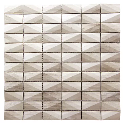 Honed Marble Tile Diamond Geometric Kitchen Bathroom Backsplash Wood White • $48.94