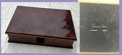 Vtg MCM Laquer Tortoise Shell Playing 2 Deck Card Box Decor Table Otagiri Japan • $30.16