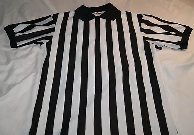 Majestic 2650 1/4 Zip Polo Referee Jersey Shirt Striped Zebra Black & White • $12.99