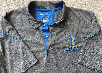 UCLA BRUINS NCAA Gray Short Sleeve Polo Golf Shirt CHAMPION Men S • $17.99