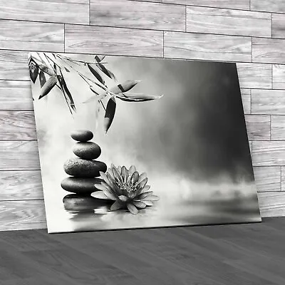 Creating A Bathroom Oasis With Relaxing Pebbles Black White Canvas Print • £14.95