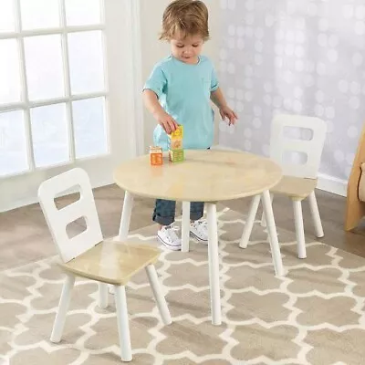 Kids Round Wooden Table And Chairs Set • £53.99