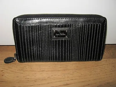 £12 • Buy Jane Shilton Black Leather Large Zipped Purse Vgc