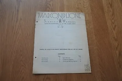 Marconiphone Model 392 4 Valve All-Wave Radiogram Genuine Service Manual • $4.98