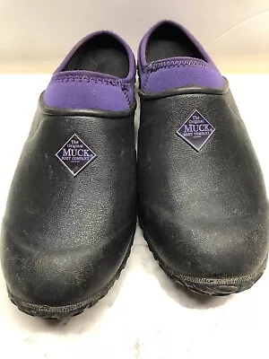 Muck Boot - Garden Clogs  Muckster  Black With Purple Neoprene Type Collar Sz 7 • $37.95