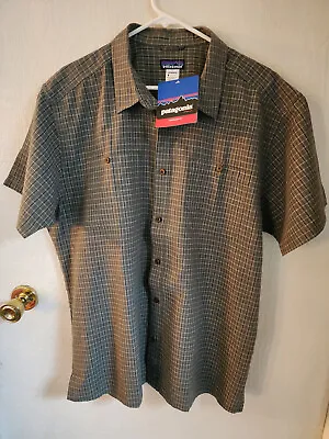 Patagonia Mens Migration Hemp Cotton Short Sleeve Button Up Shirt XL Green 53138 • $44.95