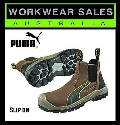 $148.99 • Buy Puma 630267 Safety Tanami Slip On Brown Work Boots WorkBoots Shoes Mens 630267